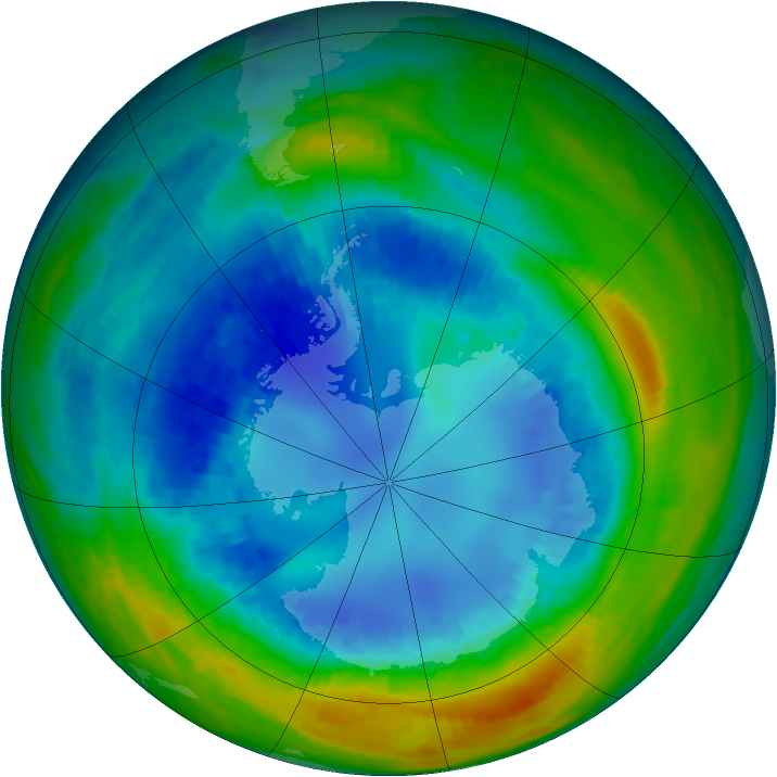 Antarctic ozone map for 24 August 2004